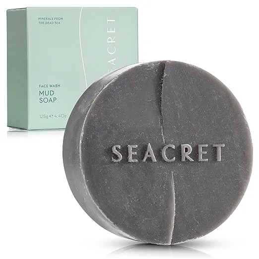 SEACRET MUD SOAP BAR: All-Natural Black Mud Bar Soap, Enriched with Guinness Kernel Oil, Witch Hazel & Sea Salt for Cleaning, Exfoliating, Detoxifying Face & Body, Normal to Oily Skin, 4.4 Oz