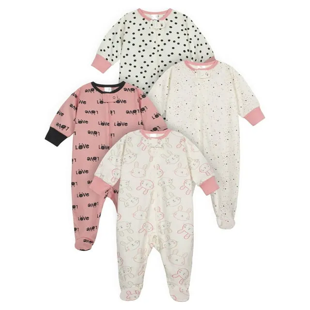 Gerber Baby girls Onesies Sleep 'n Play Footed Pajamas