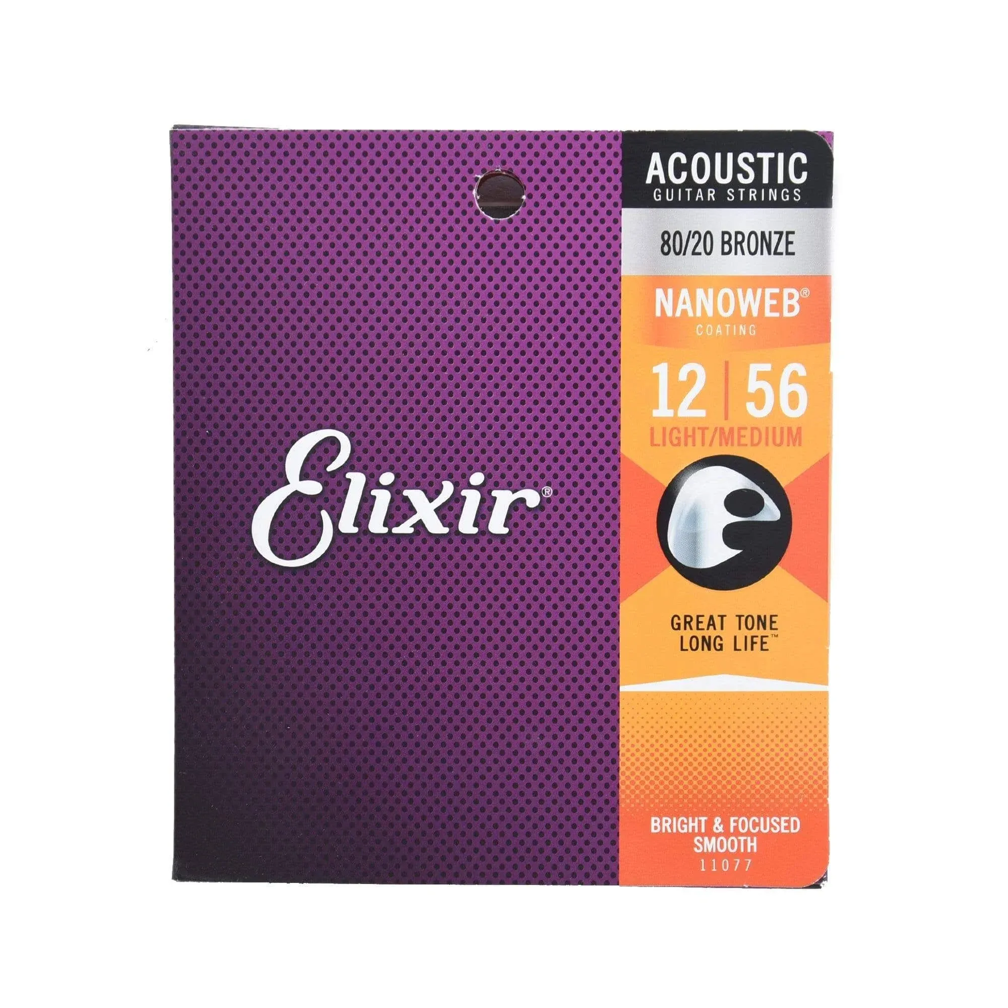 Elixir 11077 Nanoweb 80/20 Bronze Light-Medium Acoustic Guitar Strings