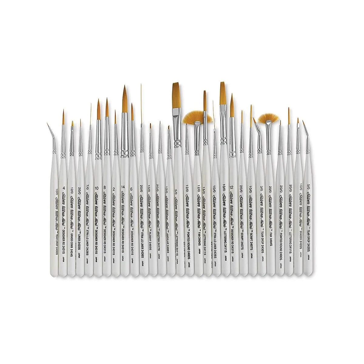 Silver Brush Limited UMS-2429S Ultra Mini Complete Brush Set, Paintbrushes for Watercolor, Gouache, Inks, Dyes, Acrylic, & Heavy Body Paints, Set of 29, Short Handle