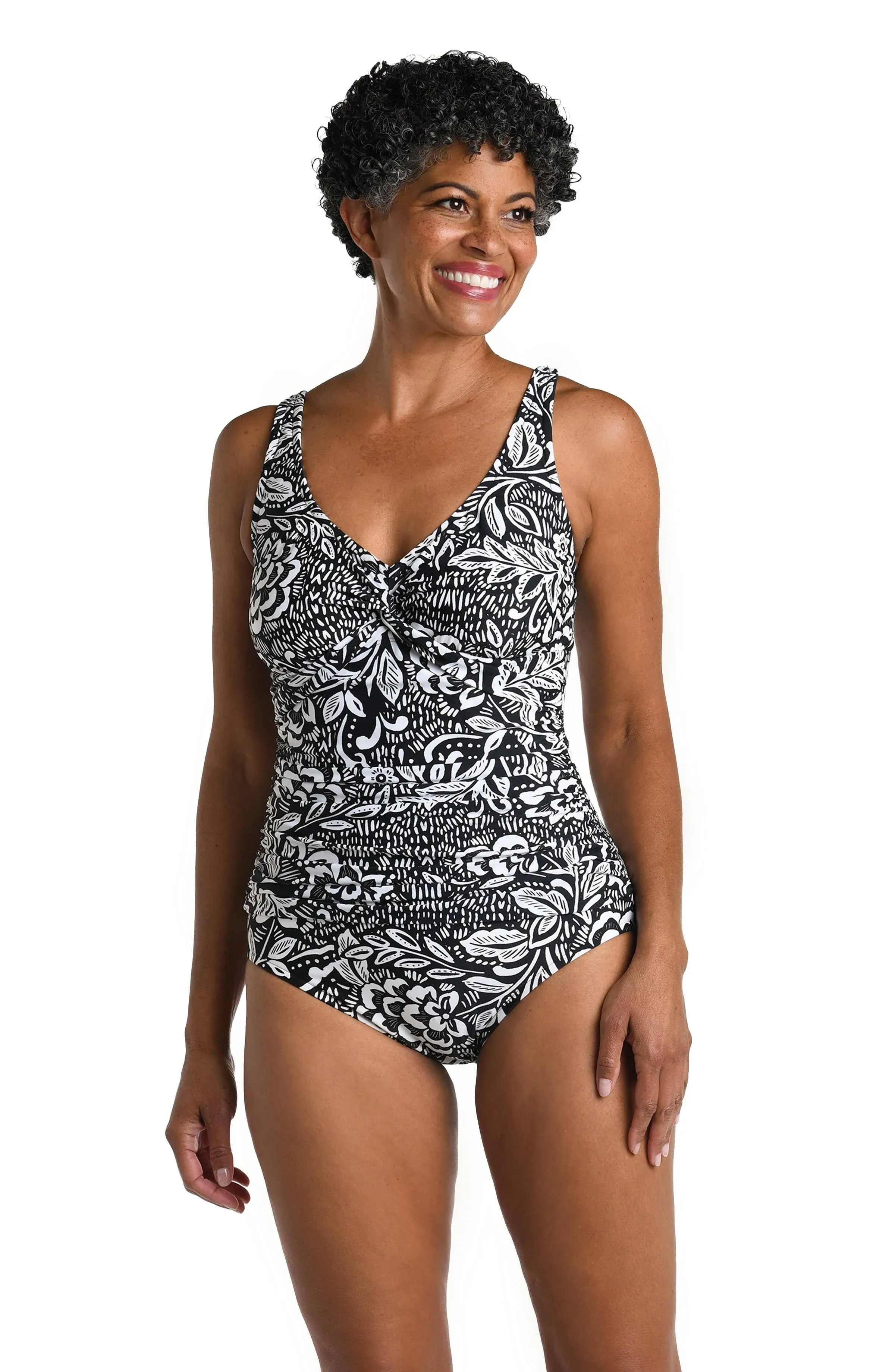 Maxine Of Hollywood Women's Floral Twist Front One Piece Swimsuit