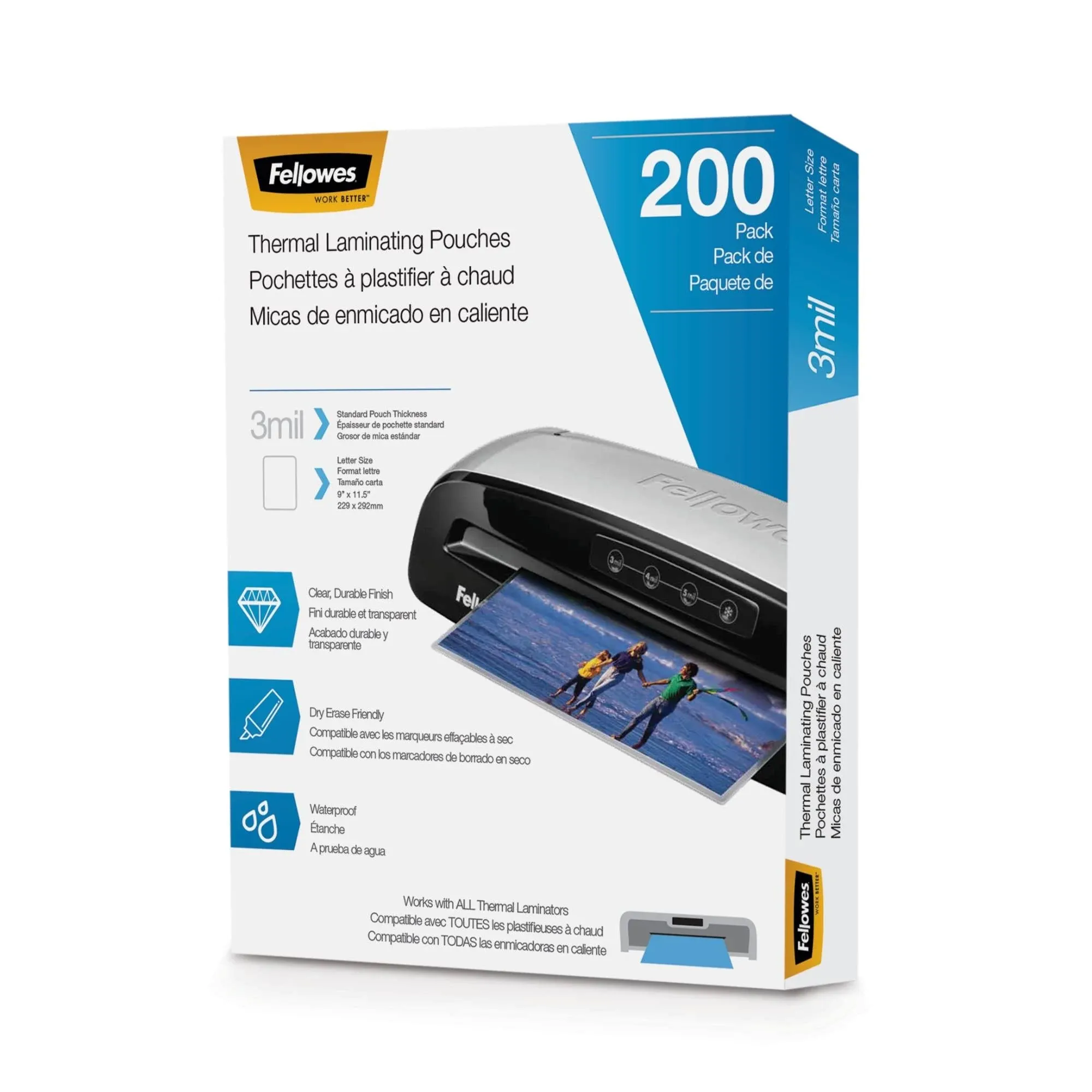 Fellowes Letter 3 Mil Laminating Pouches - 200 Pack