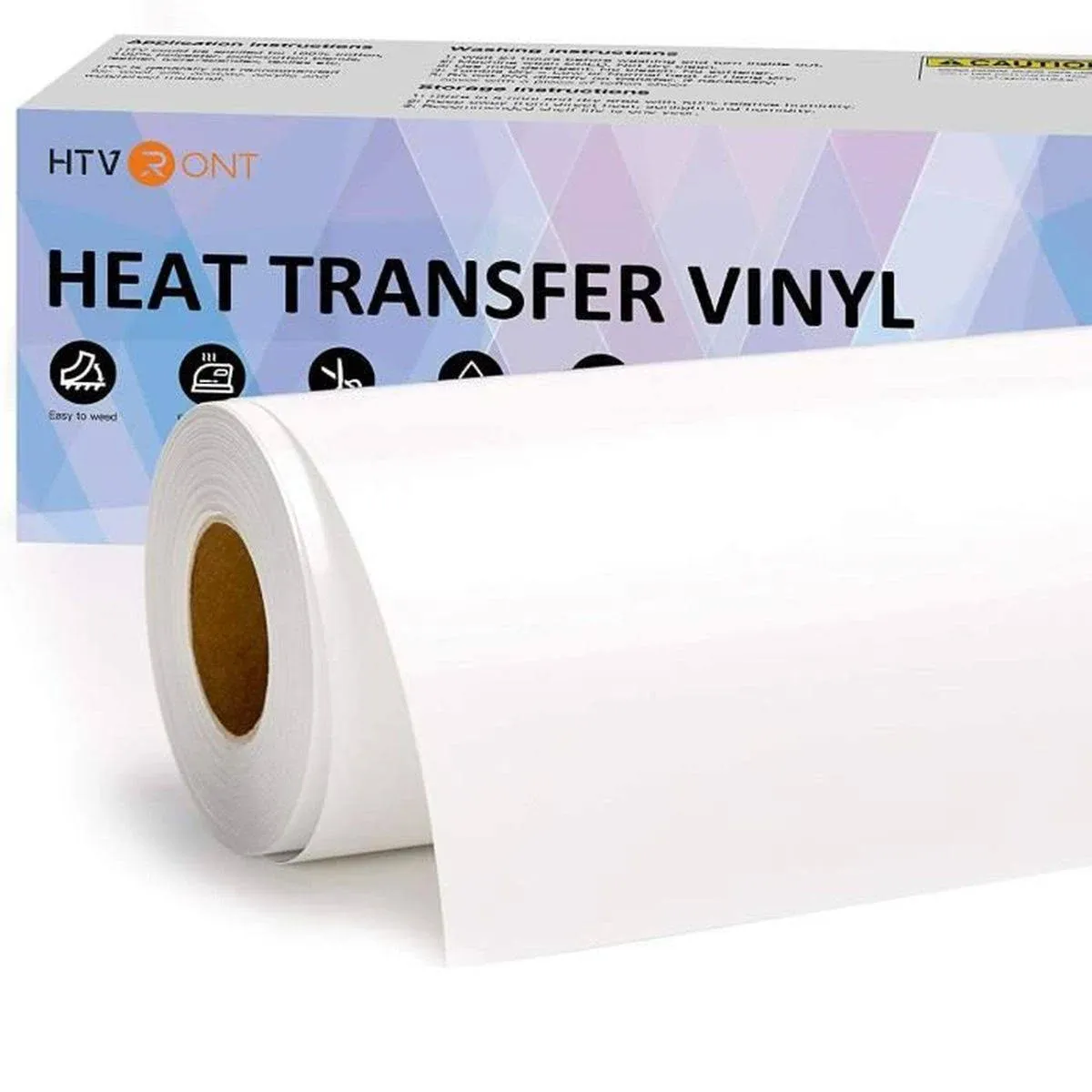 White Heat Transfer Vinyl HTV Roll 12 inch x 50ft - White Iron on Vinyl Roll for ...