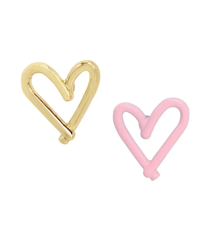 Betsey Johnson Heart Mismatch Stud Earrings