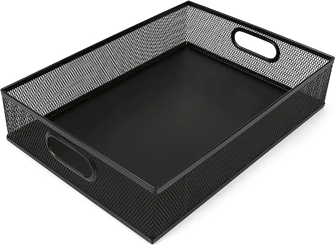 Desk Drawer Organizer, A4 Large Metal Mesh Desk Rrganizer Tray, Versatile Storage Box Set for Office Home Supplies,13 x 9 inches