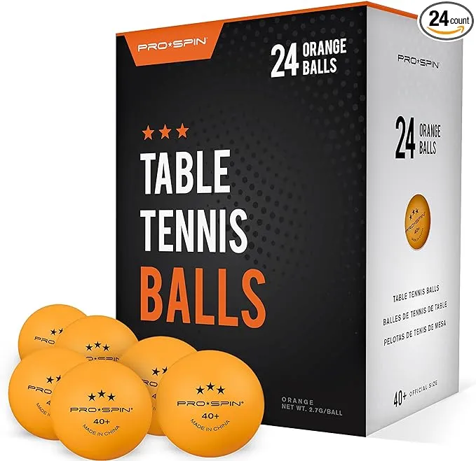 PRO SPIN Ping Pong Balls - 3-Star Premium Orange Table Tennis Balls | High-Performance 40+ ABS Professional Quality | Ultimate Durability for Indoor & Outdoor Ping Pong Tables