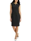 Women's Satin Princess-seam Sleeveless Sheath Dress In Black