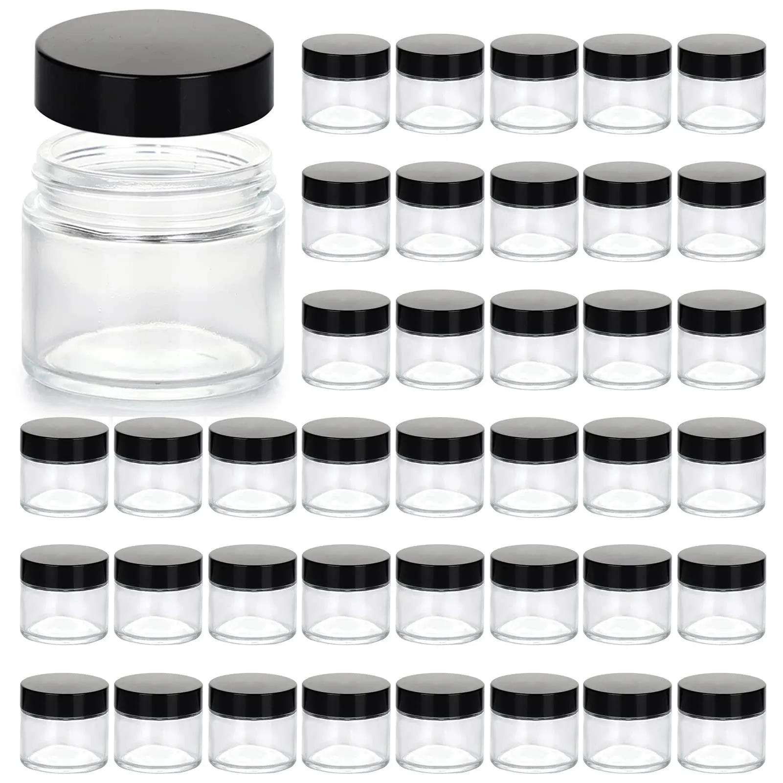 2oz Glass Jars 40 Pack, HOA Kinh Mini Round Clear Glass Jars with Inner Liners ...