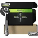 Gillettelabs with Exfoliating Bar by Gillette Men's Razor Set - 1 Travel Case, 1 Handle, 2 Razor Blade Refills, Shower Hook, and A Premium Magnetic Stand