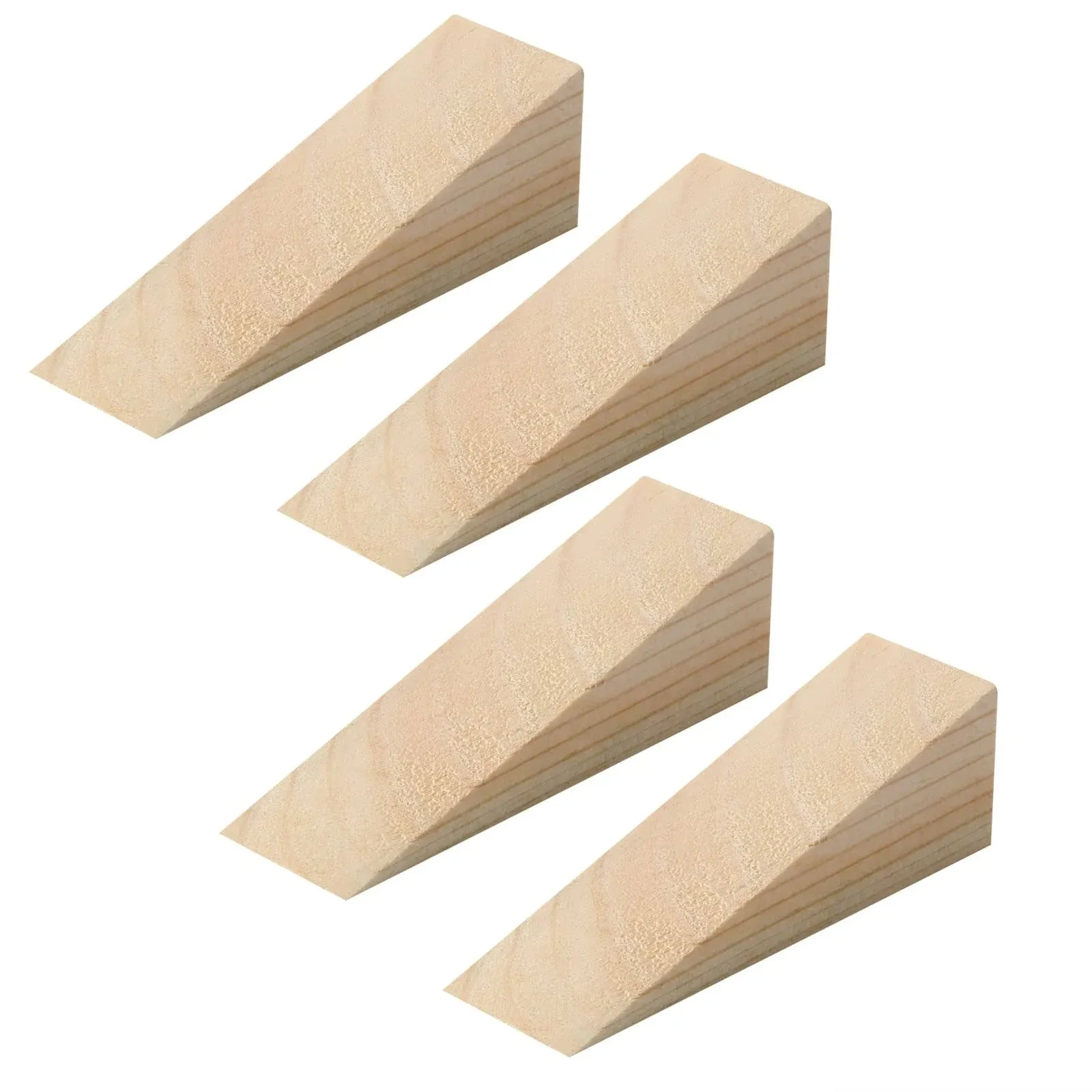 Small Wooden Door Stop Stopper Wedge, 4 Pack Soild Wood Non-Slip Doorstop Wedge with Sturdy and Durable, Security Door Stopper Fit for Bottom of Door On Tile, Concrete, Carpet, Wooden Floor (4 Pack)