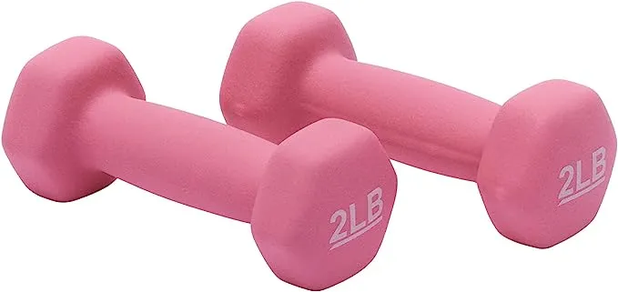 AmazonBasics Neoprene Dumbbells 2-Pound, Set of 2, Hot Pink