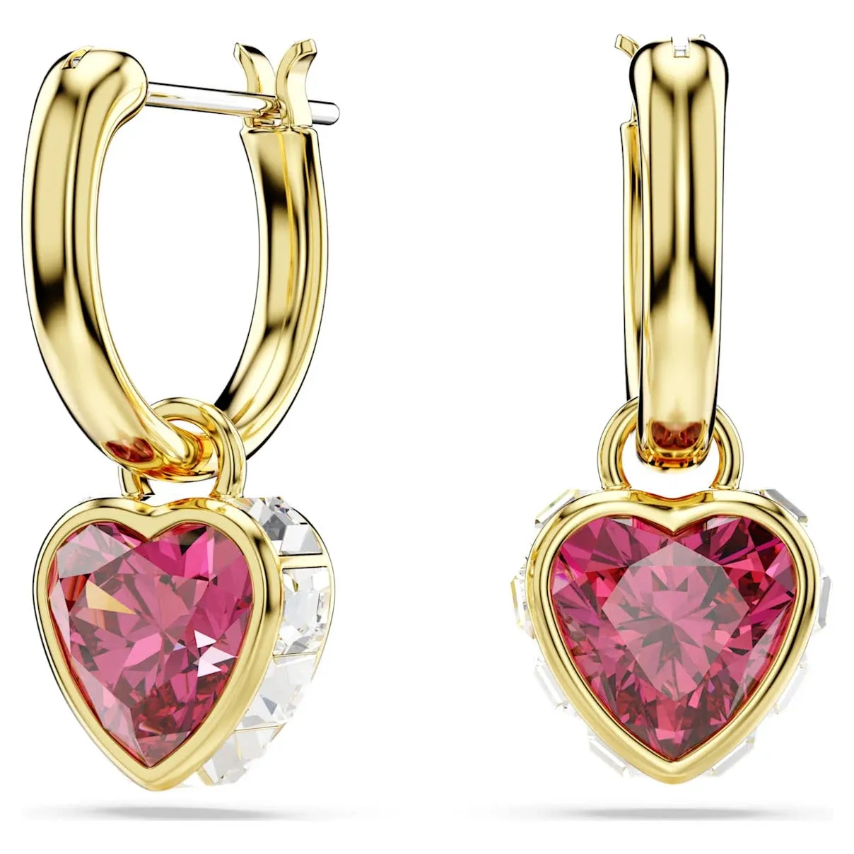 Swarovski Chroma Drop Earrings, Heart, Red, Gold-Tone Plated