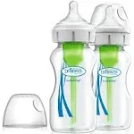 Dr. Brown's Options+ Wide-Neck Glass Baby Bottle, 9 Ounce, 2-Pack