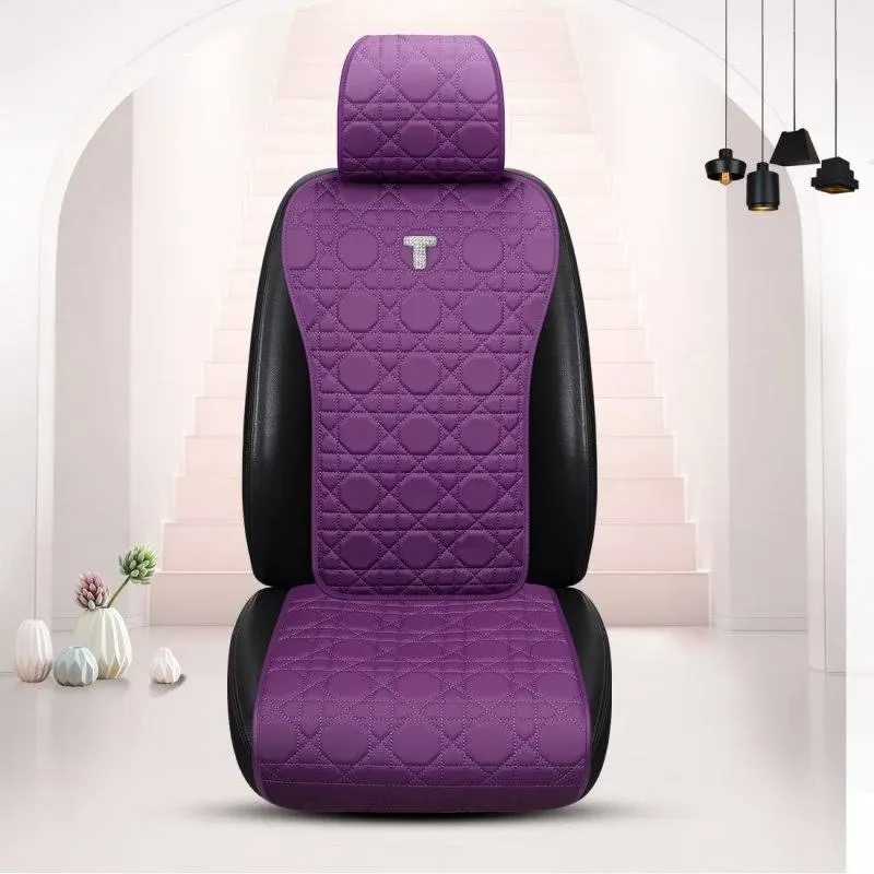 Begonydeer Purple Leather Seat Cover Luxury Universal Covers 11pcs Car 2 3 ...