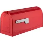 MB1 Post Mount Mailbox Red with Silver Flag - Architectural Mailboxes 7600R