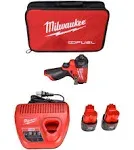 Milwaukee 3453-22 12 V Kraftstoff 1/4 Zoll Akku-Sechskant-Schlagschrauber-Set mit (2) 2,0 Ah Lithium-Ionen-Akkus, Ladegerät und Werkzeugtasche