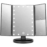 WEILY Makeup Mirror with 21 LED Lights,Two Power Supply, Touch Screen And, Black