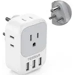 TESSAN European Travel Plug Adapter, International Power Plug with 4 AC Outlets 3 USB Ports, US to Most of Europe Euro EU Italy Spain France Iceland Germany Greece Portugal Charger Adaptor, Type C