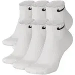 Nike Unisex Everyday Cushioned Training Low Socks (6 Pairs) White