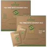 NOVEHA Tea Tree & Coconut Oil Eyelid & Lash Wipes | For Demodex, Blepharitis & Itchy Eyes, Box Of 60 Individually Wrapped Eyelash Wipes With Aloe Vera, Natural Makeup Remover & Daily Eye Cleanser