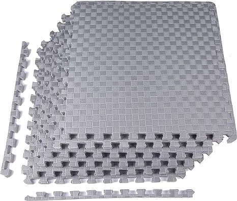 BalanceFrom Puzzle Exercise Mat with EVA Foam Interlocking Tiles Gray