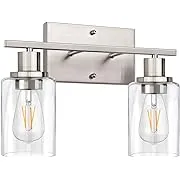 VONLUCE Bathroom Light Fixtures, 3-Light Vanity Lights, Bathroom Light Over Mirror with Glass Shades, Bathroom Light with Black & Gold Finish