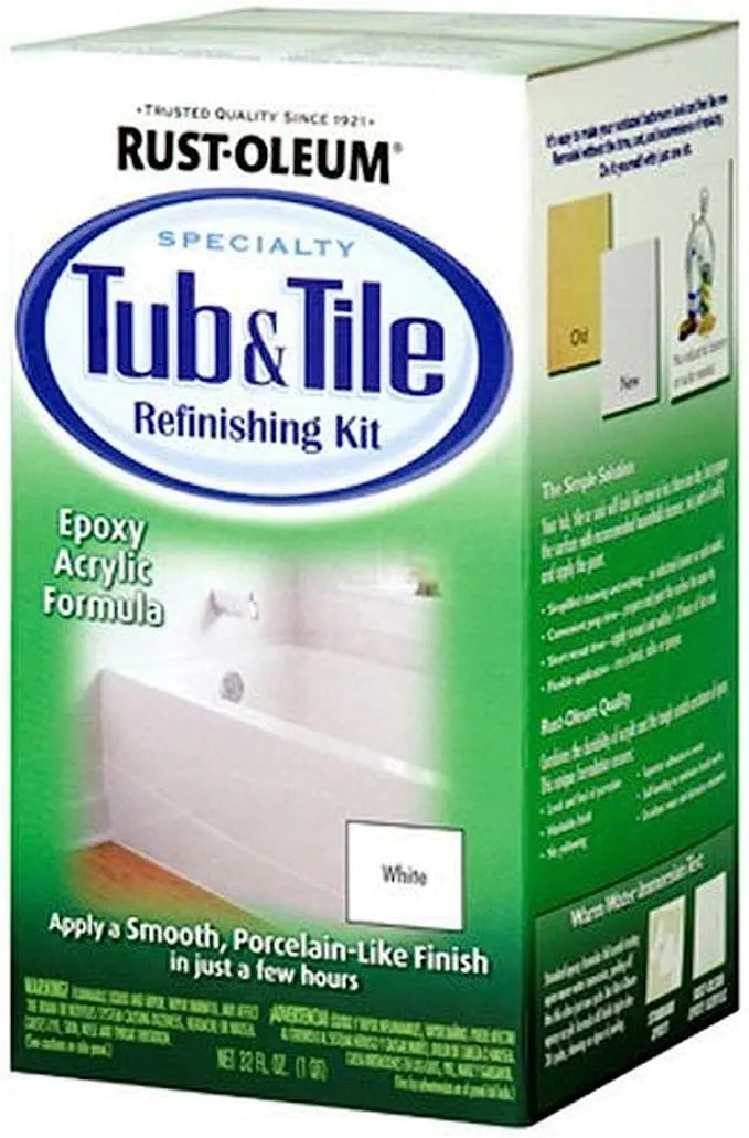 Rust-Oleum 7860519 Tub And Tile Refinishing 2-Part Kit, White 946 ml (Pack of 1)