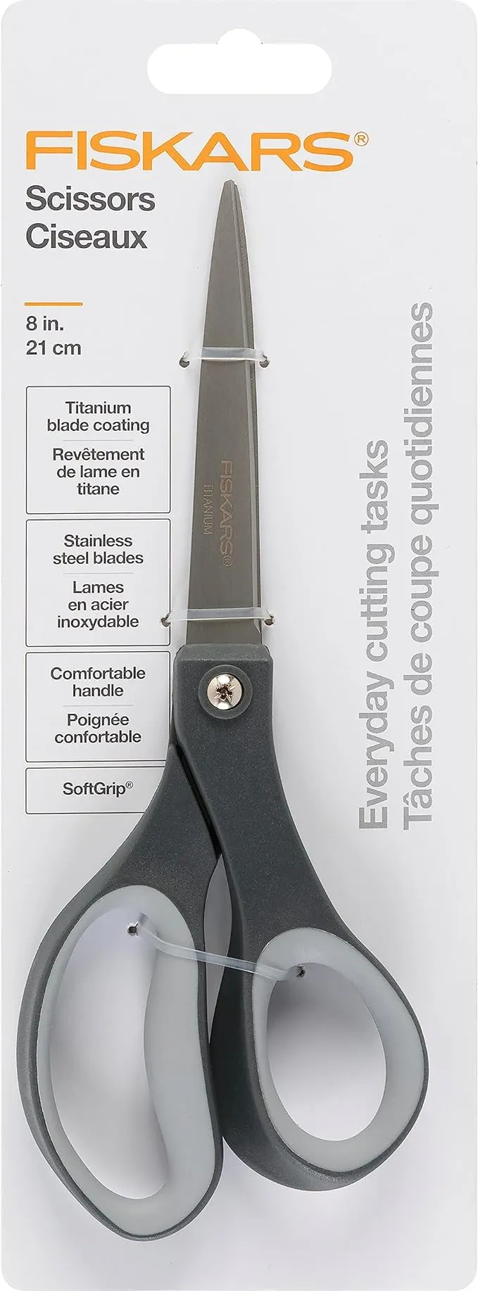 Fiskars 154110-1001 Non-stick Titanium Softgrip Detail Scissors, 5 Inch , Grey