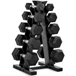 CAP Barbell 150-lb Hex Dumbbell Weight Set with Vertical Rack