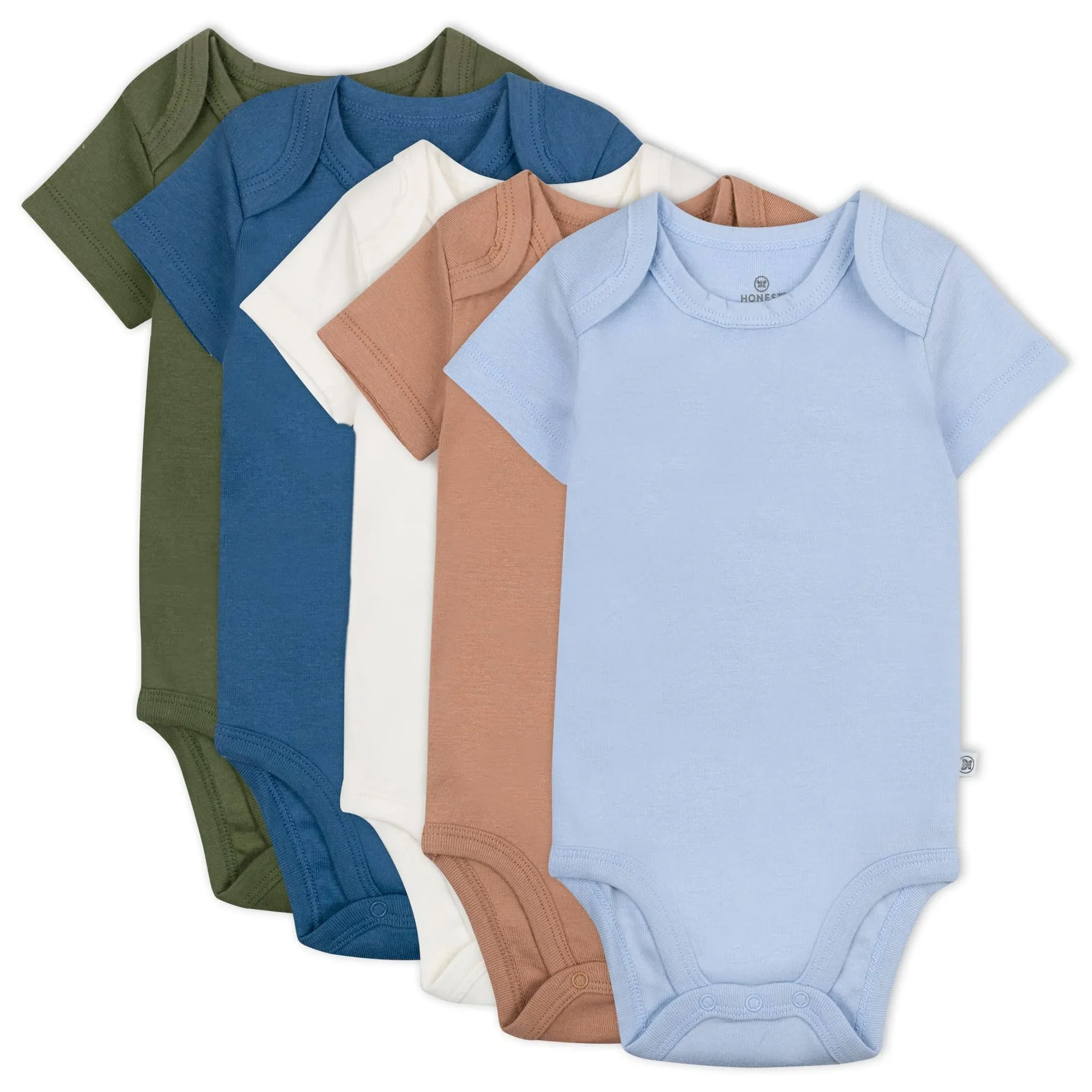 HonestBaby baby-boys 5-Pack Short Sleeve Bodysuits One-Piece 100% Organic Cotton for Infant Baby Boys, Unisex