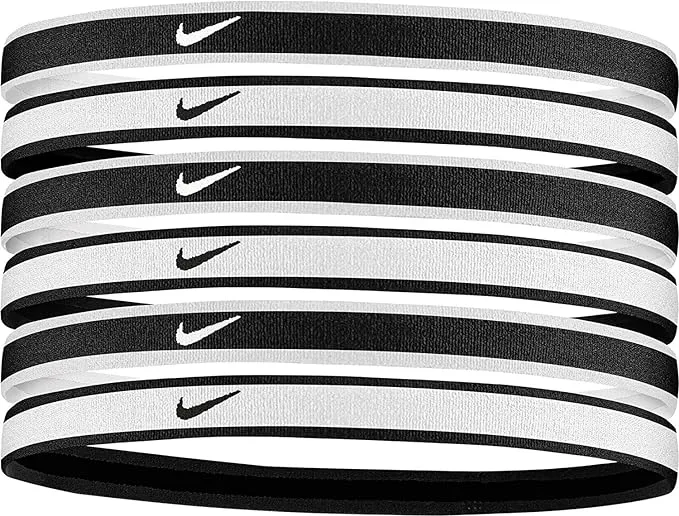 Nike Swoosh Sport Headbands 6 Pack - White/Black