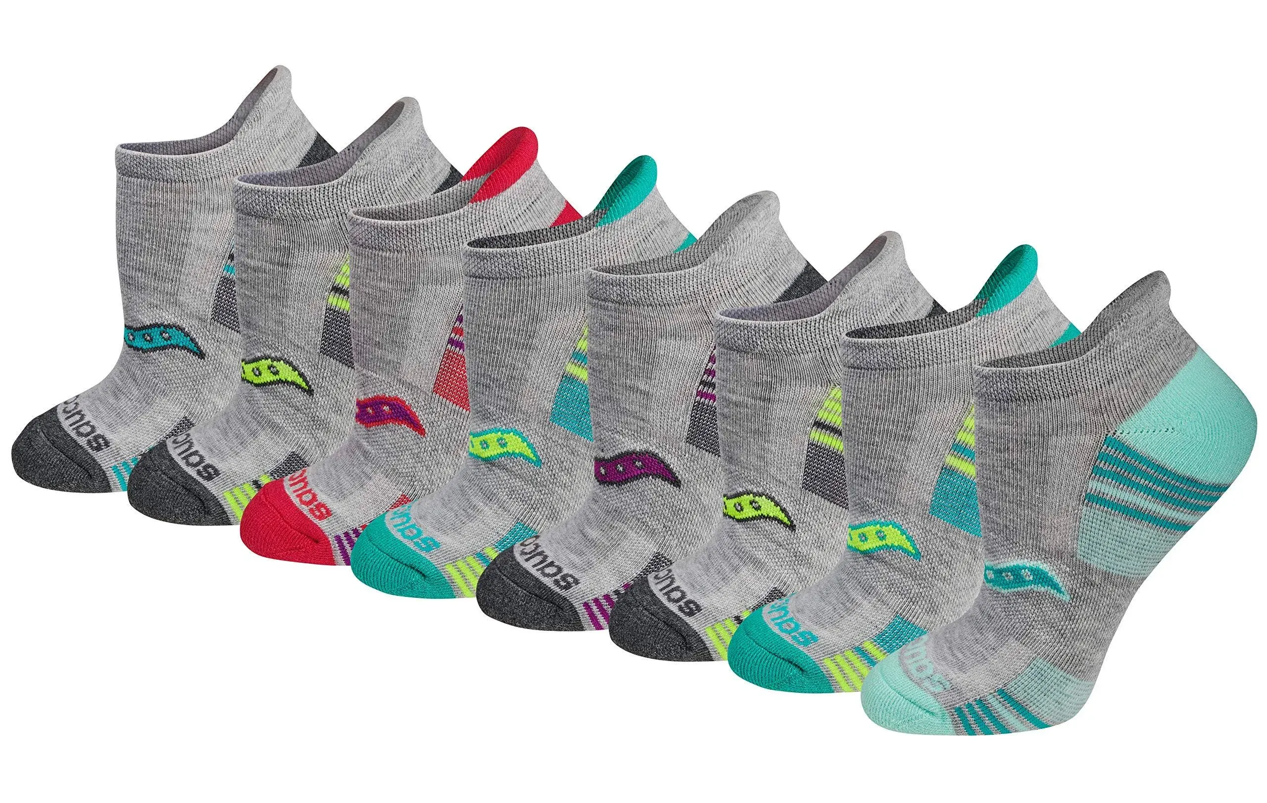 Saucony Women's RunDry Performance Heel Tab Athletic Socks, Available in S-L (8, 16, 24 Pairs)