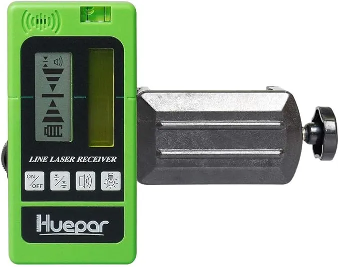 Huepar Laser Receiver LR-5RG for Huepar Laser Level - Green and Red Beam Detector for Pulsing Line Lasers, Two-Sided Back-lit LCD Displays, Automatic Shut-Off Timer, Use for 901CG/902CG, BOX-1G/R