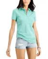 Women's Solid Short-sleeve Polo Top In Green