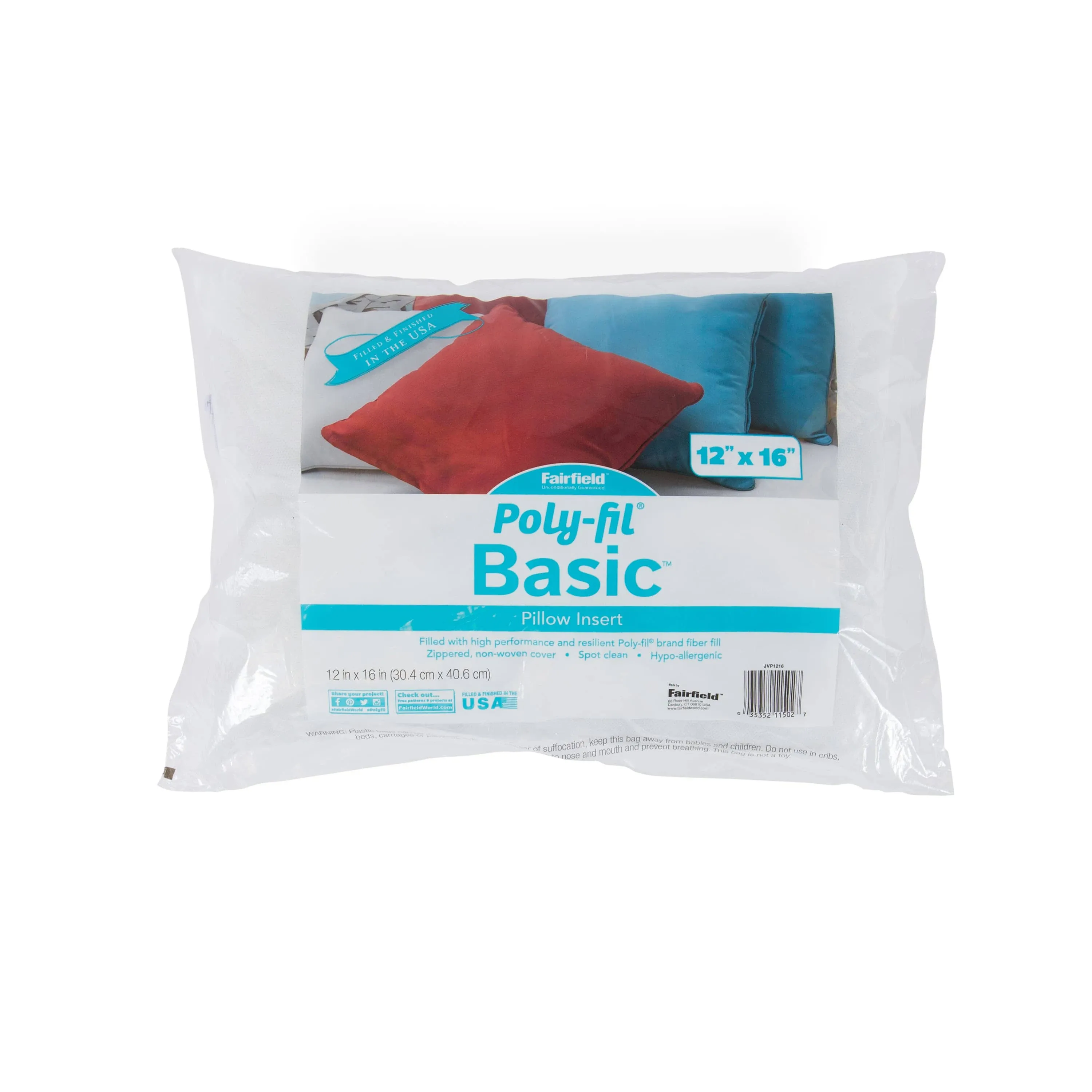 Poly-Fil Basic Pillow Inserts by Fairfield, 12 inch x 16 inch (Pack of 2)