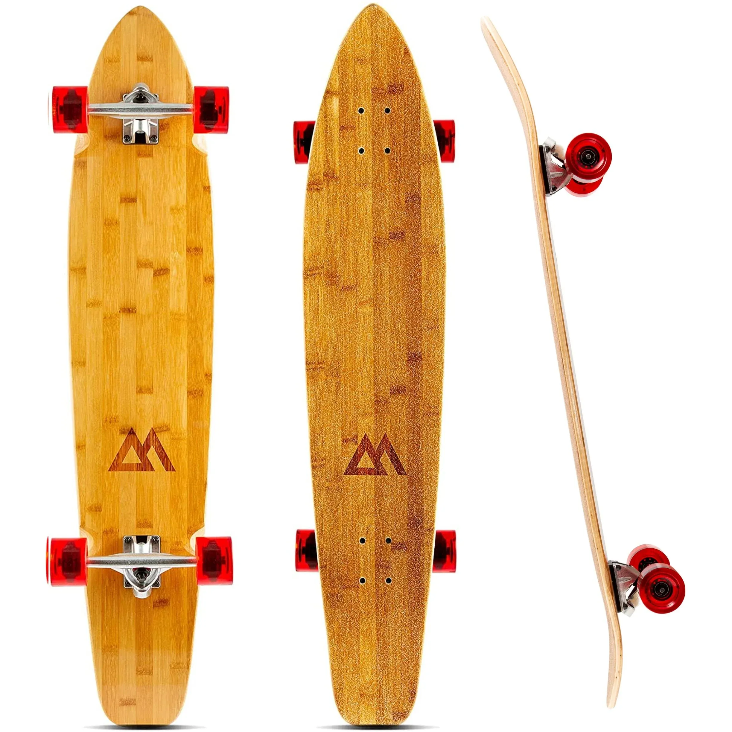 44 inch Kicktail Cruiser Longboard Skateboard | Bamboo and Hard Maple Deck