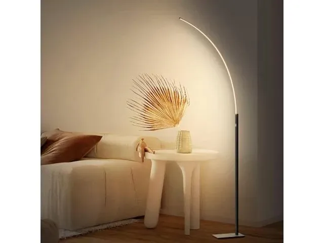 Arc Corner Floor Lamp - 3000K Warm White & 3 Brightness Presets - Curved LED Standing Lamp with Touch Switch - 63" Modern Floor Lamp for Living Room, Bedroom (Silver)