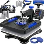  Heat Press Machine 15 x 15 Inch 8 in 1 Heat Press 800W 8 in 1 Blue - 15 x 15