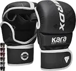 RDX MMA Gloves Sparring Grappling, Hybrid Open Palm Martial Arts Mitts Men Women, Maya Hide Leather Wrist Support, Cage Fighting Combat Sports