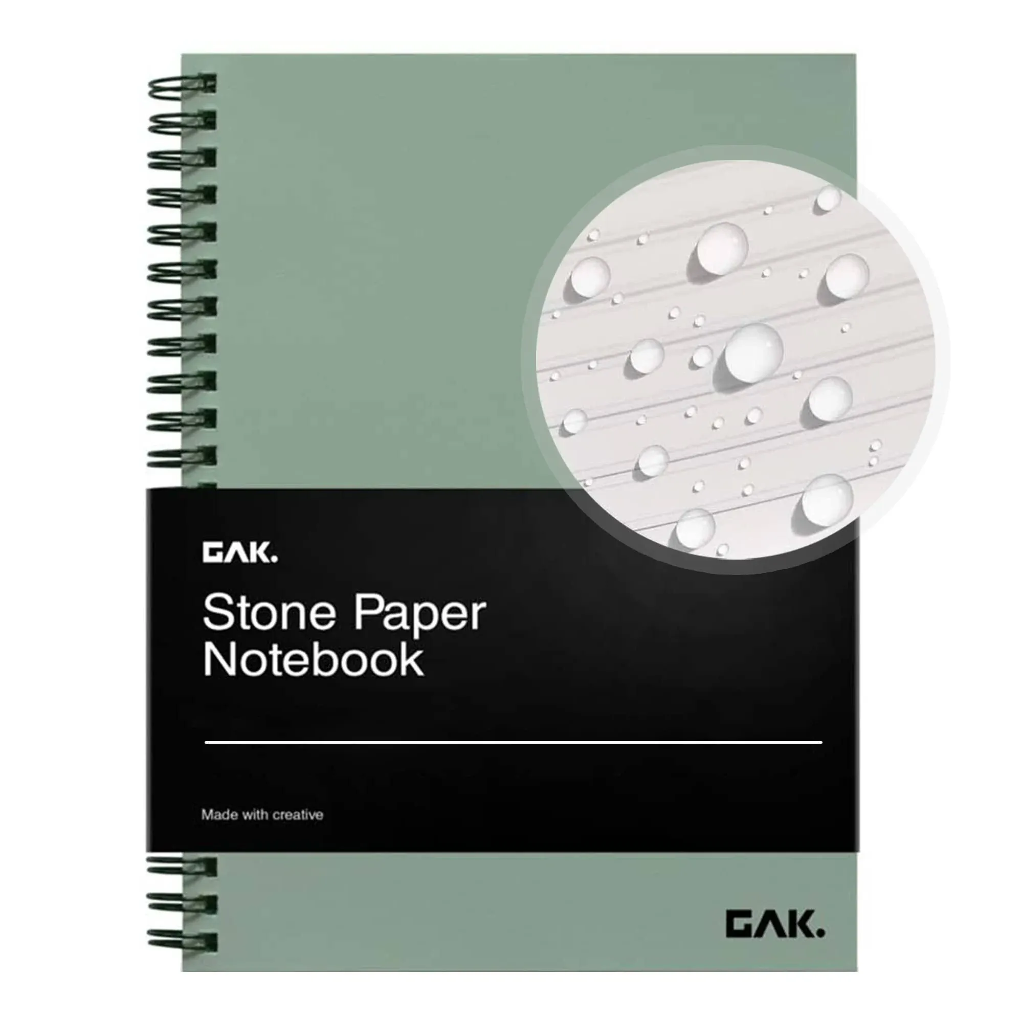 GAK. Stone Paper Waterproof Sheet Spiral Notebook (M Size) - 5.8x8.3, 50 Sheets ...