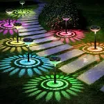 Bright Solar Pathway Lights 8 Pack,Color Changing+Warm White LED Path Lights Outdoor,IP67 Waterproof, Solar Powered Garden Lights for Walkway Yard Backyard Lawn Landscape Decorative