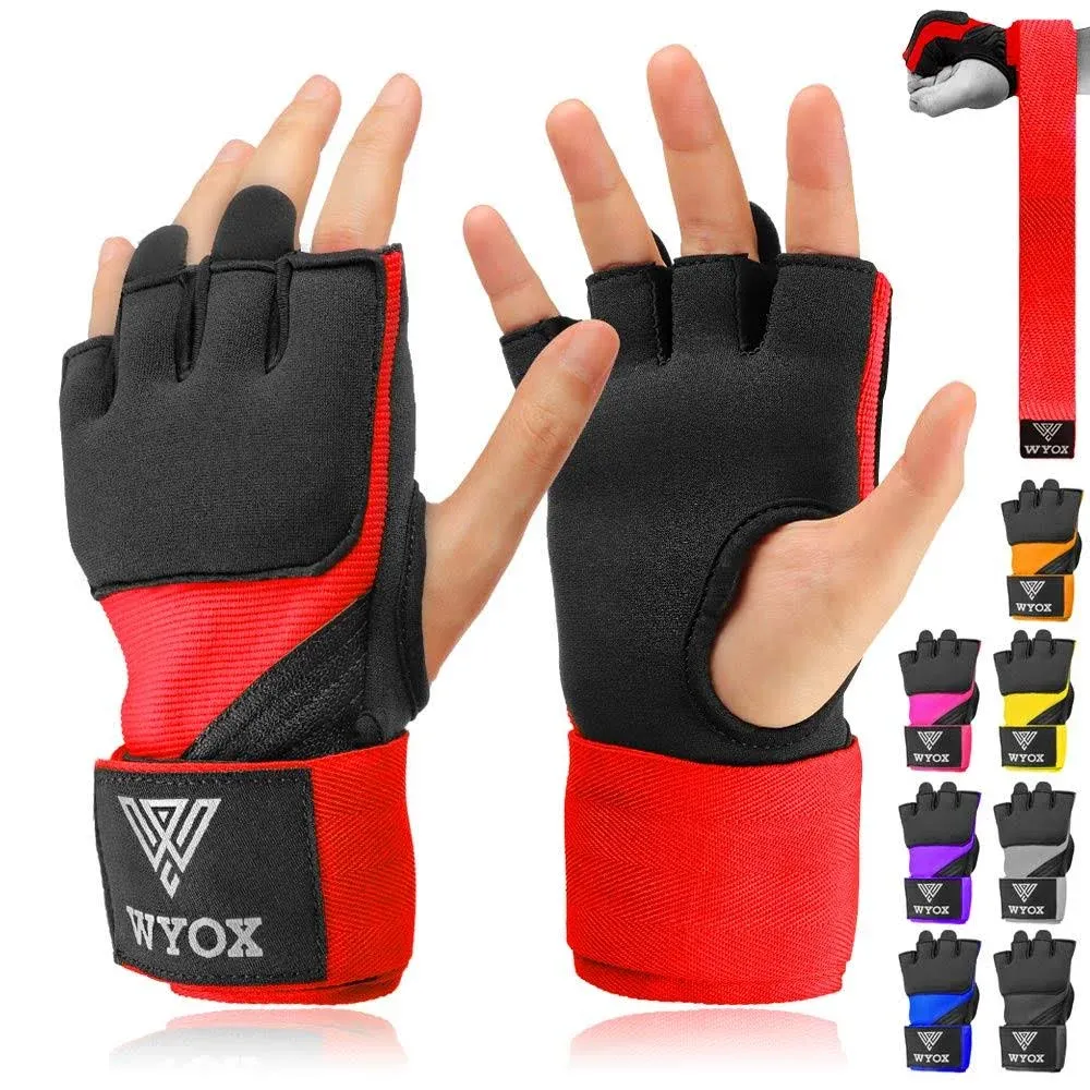 Wyox Gel Premium Hand Wraps for Boxing Gloves, Quick 80cm Wrist Wraps, Padded Knuckle Boxing Hand Wraps for Men, Women, Muay Thai Hand Wraps, MMA