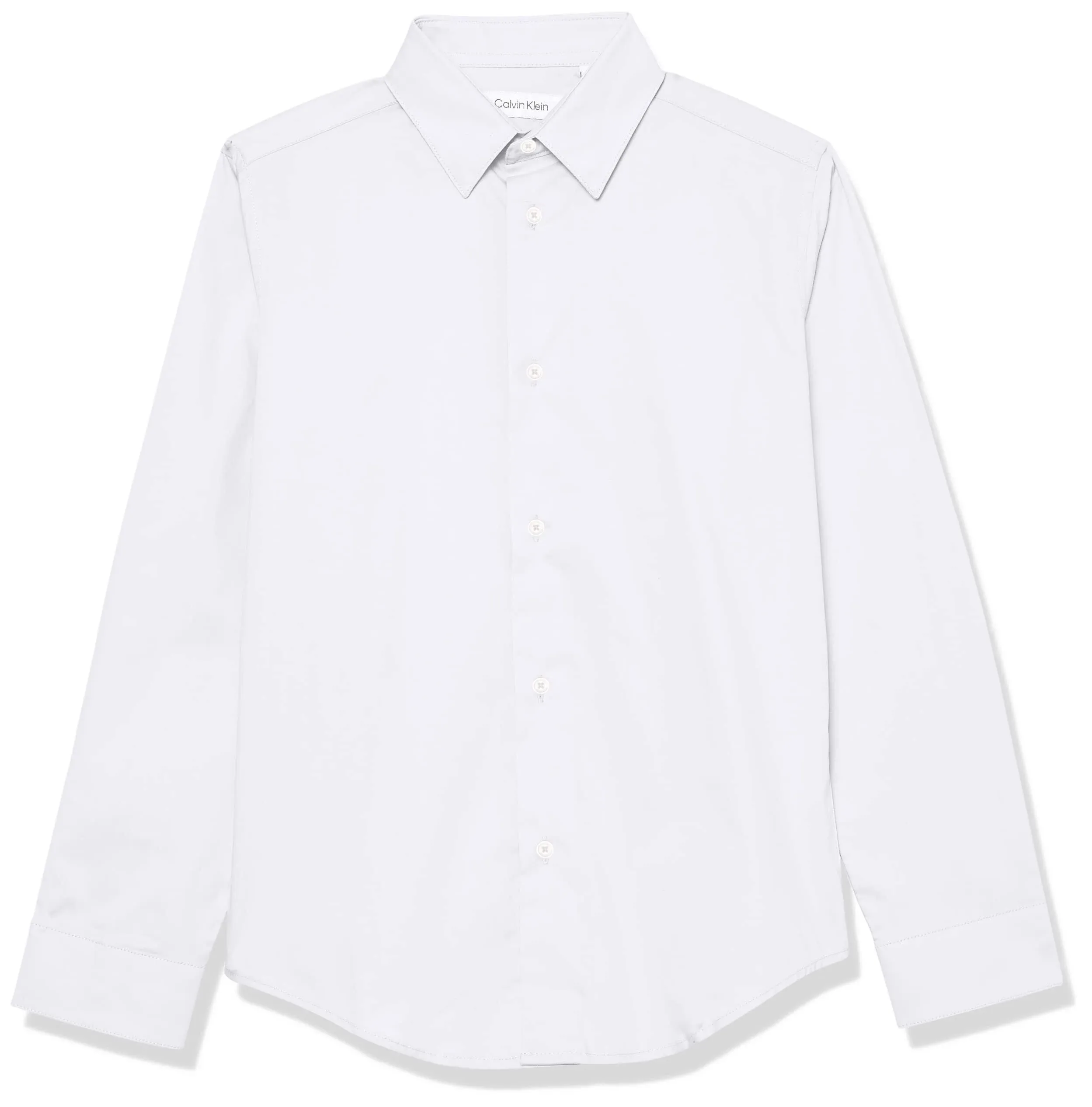 Calvin Klein Boys' Long Sleeve Slim Fit Dress Shirt, Button-Down Style with Cuffs & Shirttail Hem