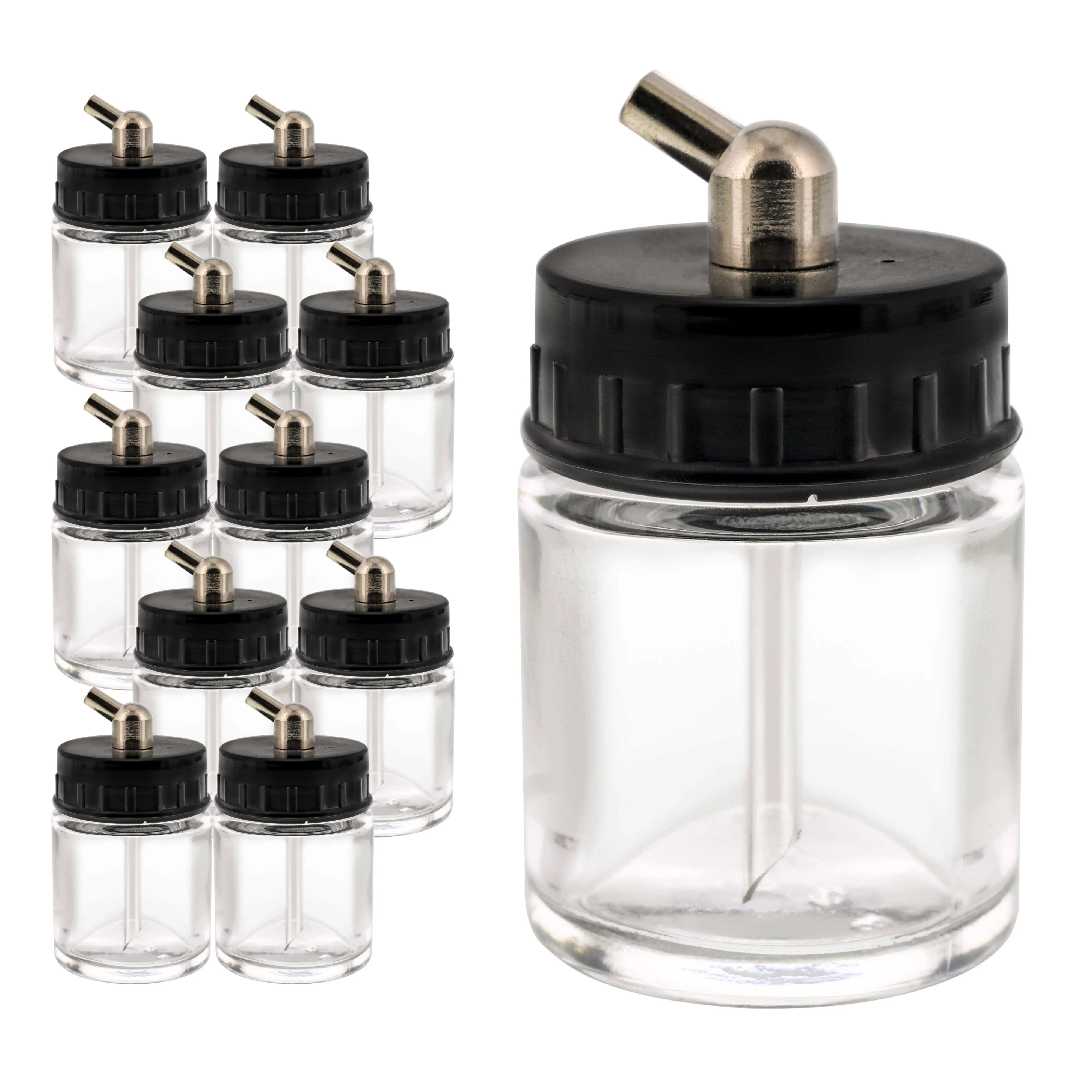 Master Airbrush TB-003 10 Pack 3/4 oz Glass Jar Bottles