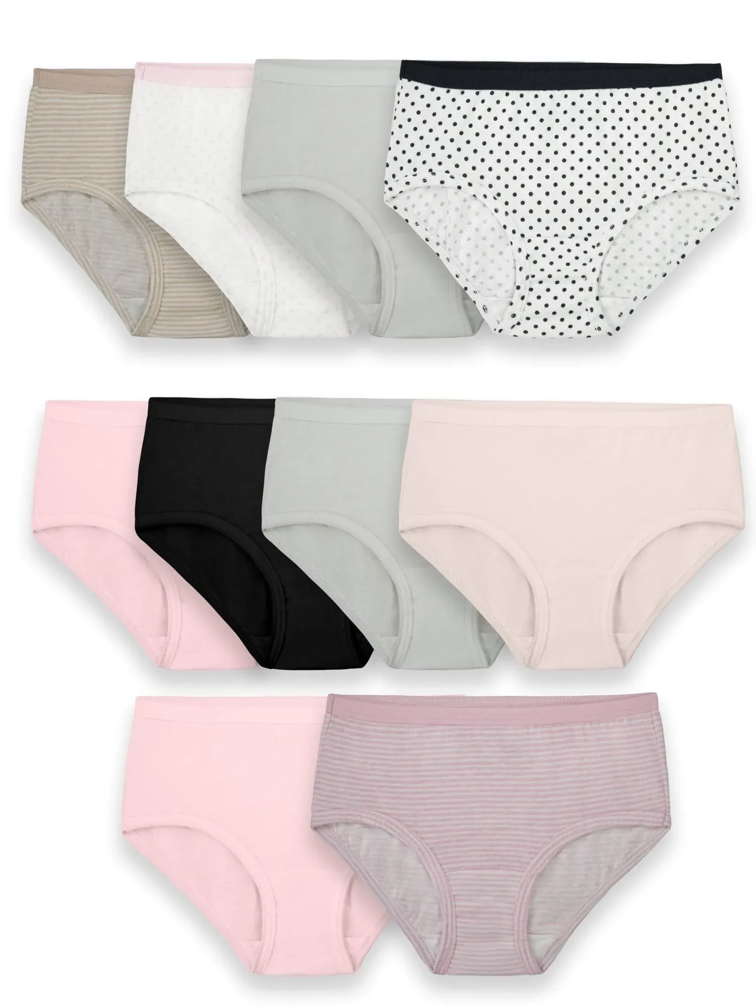 Girls Fruit of the Loom 10 pack of underwear~Brie<wbr/>fs~Soft Durable~Size 4 10~NWT