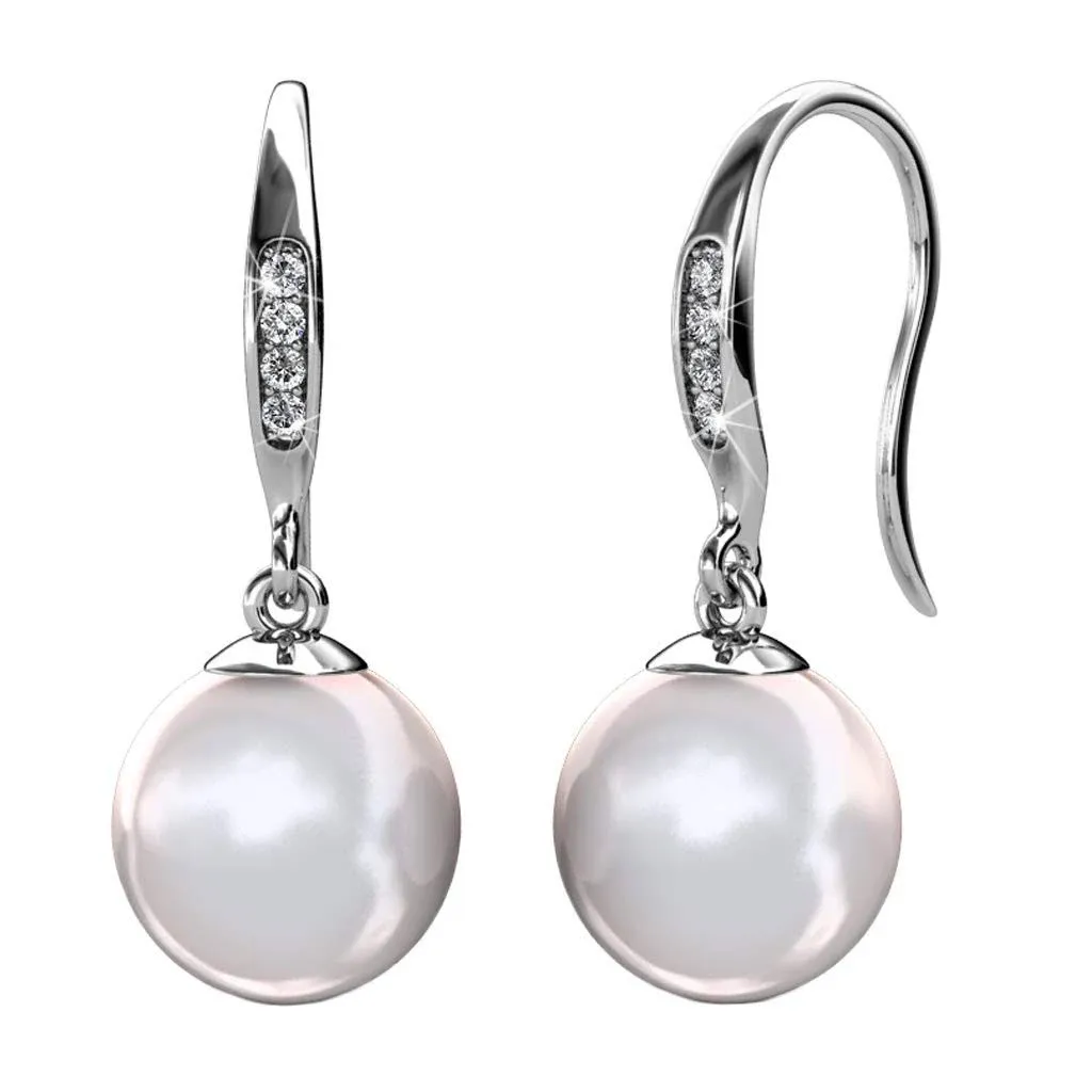 Cate & Chloe Betty 18K White Gold Freshwater Pearl Earrings with Swarovski Cryst