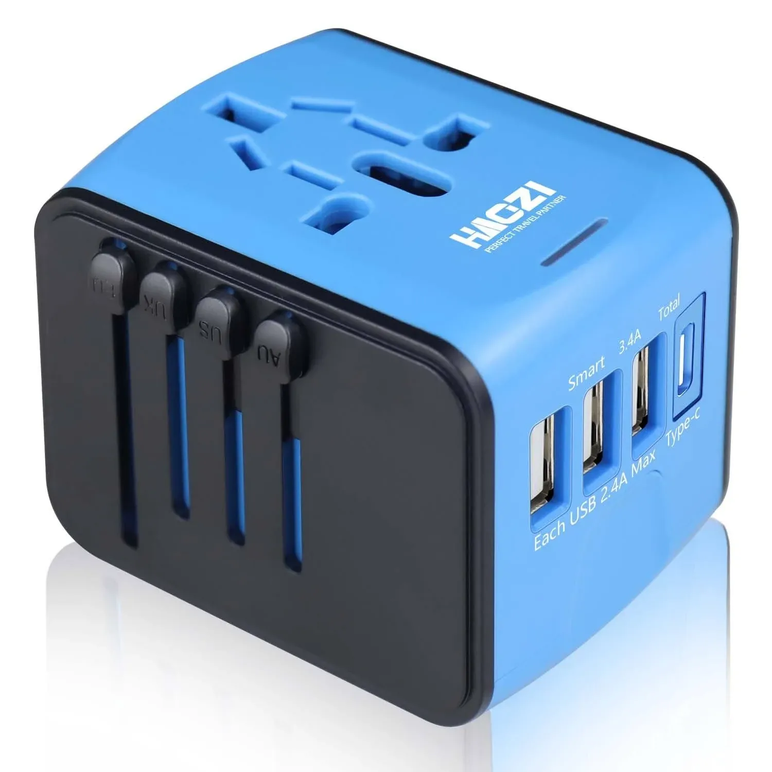 Travel Adapter, HAOZI Universal Travel Adapter - 3 USB + 1 Type C in One Travel ...