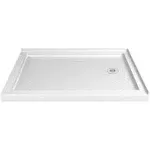 DreamLine Slimline 36"D x 60"W x 2 3/4"H Right Drain Double Threshold Shower Base, White