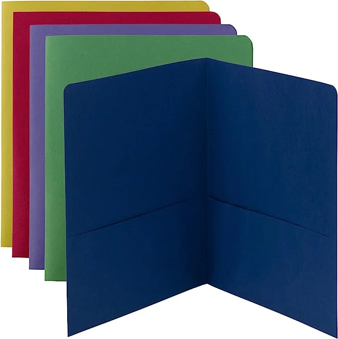 Smead Two-Pocket Heavyweight File Folder, Letter Size, Assorted Colors, 50 per Carton (87863)