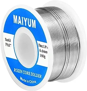 MAIYUM 63-37 Tin Lead Rosin core solder wire for electrical soldering (0.6mm 100g)MAIYUM 63-37 Tin Lead Rosin core solder wire for electrical soldering (0.6mm 100g)